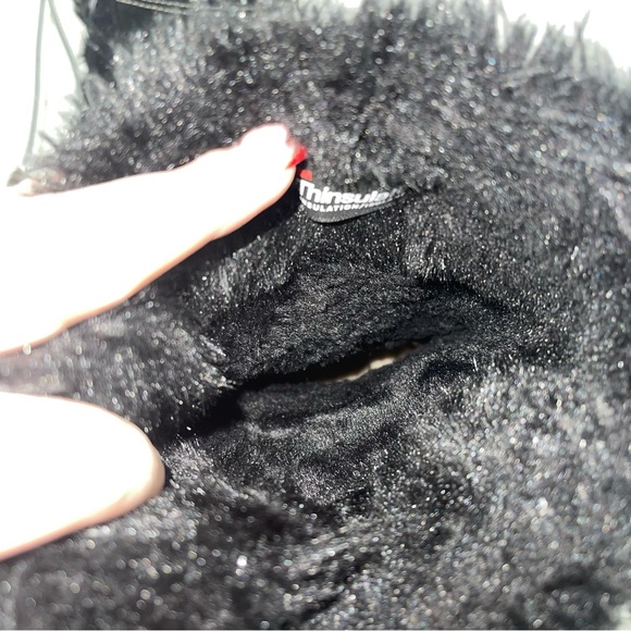 SPERRY Black Suede Faux Fur Powder Valley Vibram Sole Mid Calf Waterproof Boots - Picture 12 of 14